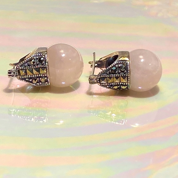 Jewelry - Precious Pink Stone w/ Marcasite & Silver Setting